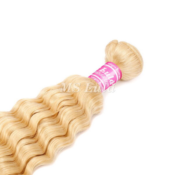 #613 Blonde Color Virgin Human Hair Deep Wave Bundles - Image 5